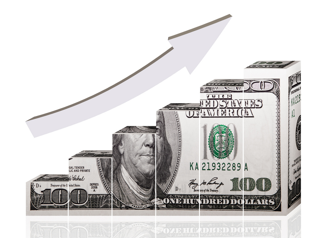 Growth of Reception of the Incomes from 1 Dollar Stock Photo - Image of  five, financial: 14347914